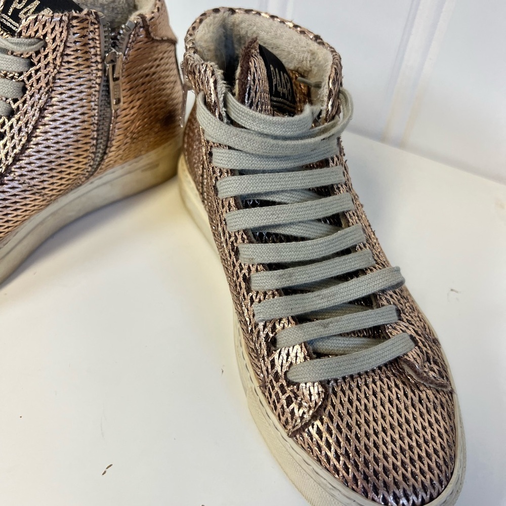 P448 Women's Bronze/ Rose Gold High-Top Sneakers Size 35 - Picture 7 of 9